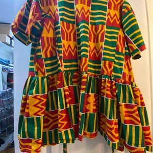 African print top with three ties in back